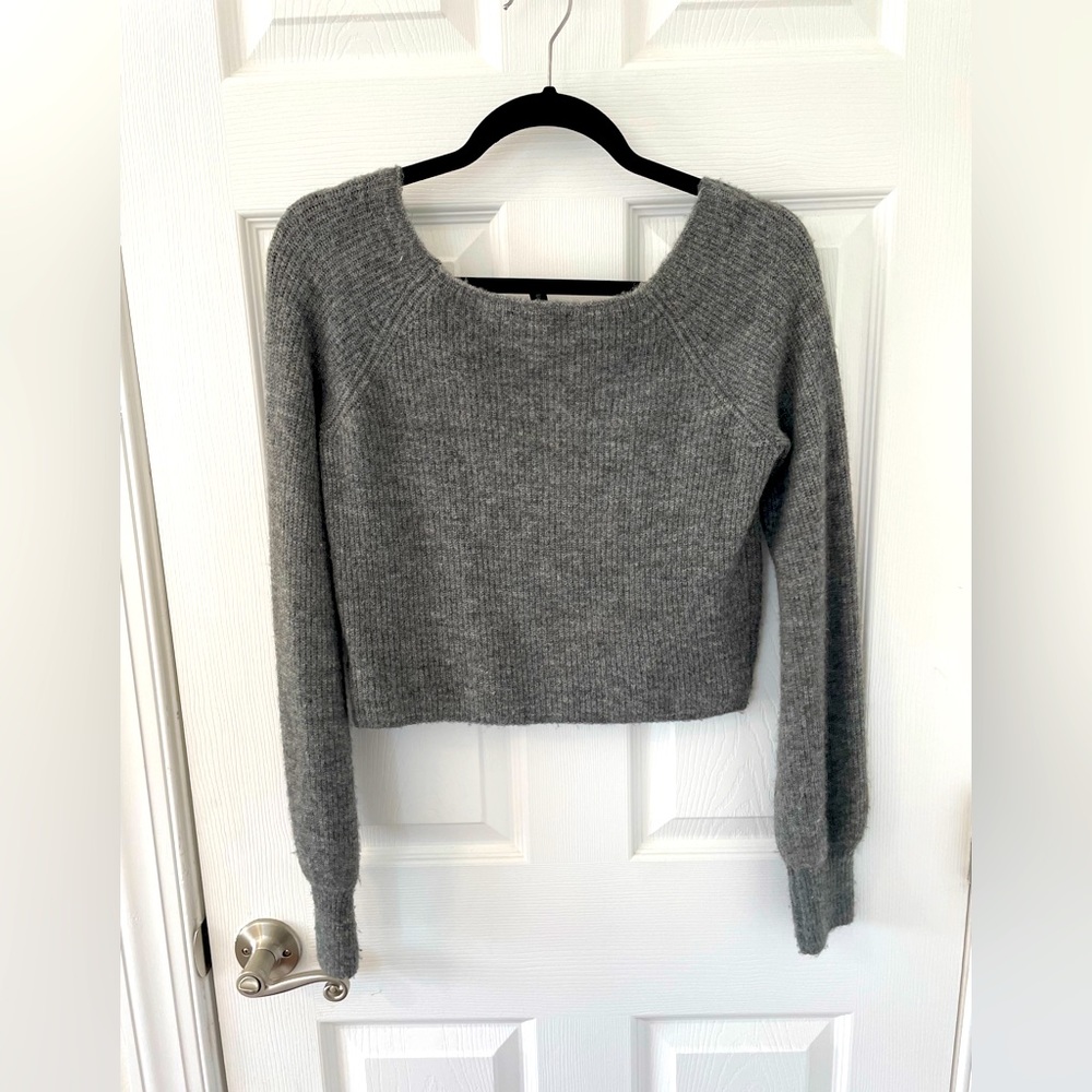 Express Cropped gray sweater